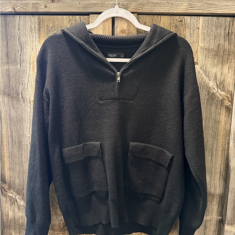 Simply Vera Vera Wang Men's Black Zip Up Sweater
